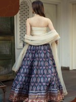 Blue Art Silk Digital Print Lehenga Choli